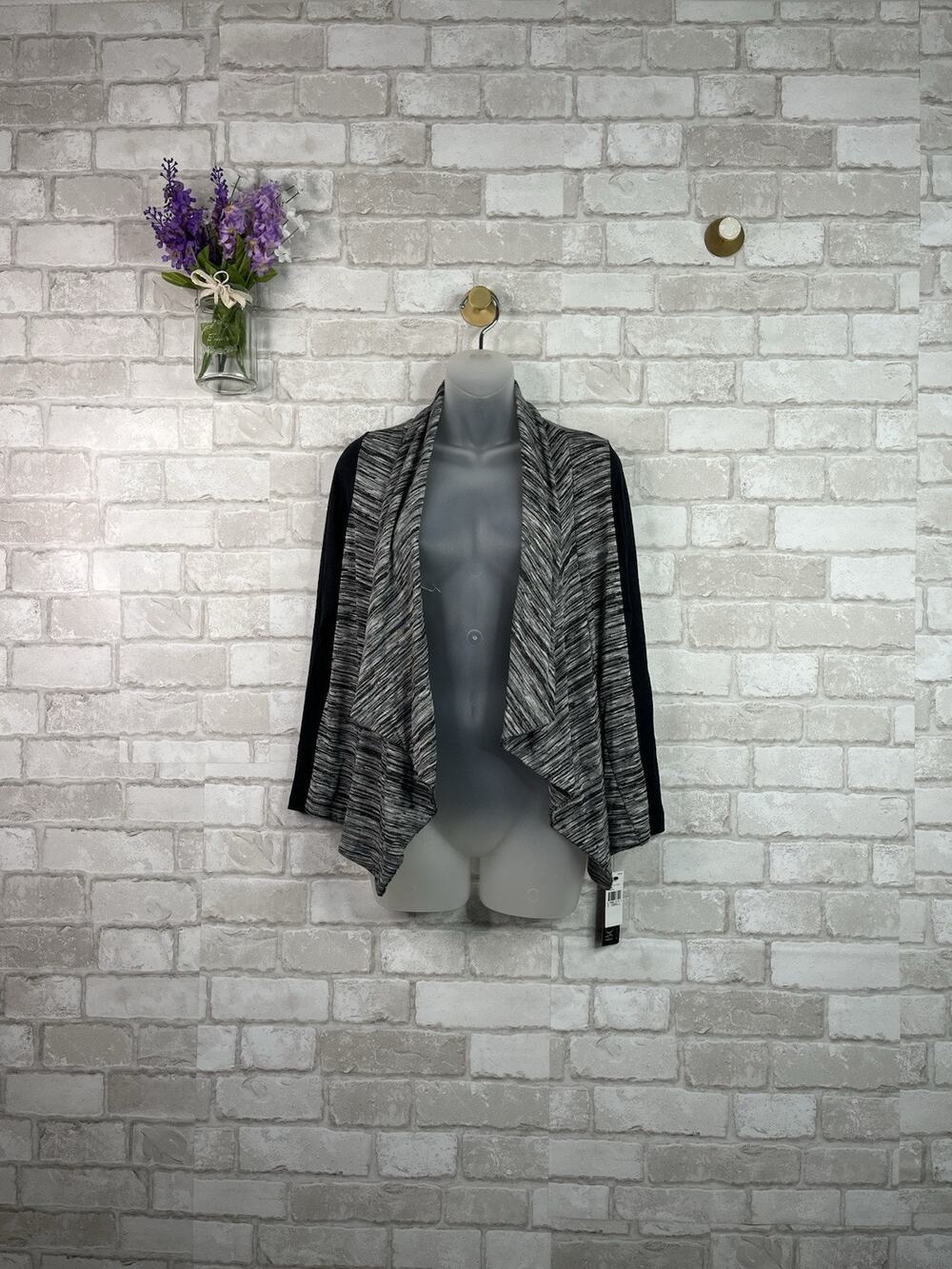 NWT BCX Gray/Black Open Cardigan